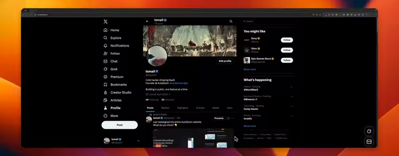 AutoZoom demo - screen recording with auto-zoom